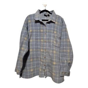 Vintage‎ 90s CB Sport Fleece Shacket Womens XL Blue Plaid Warm Outdoors Cozy